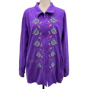 Vintage Bob Mackie Wearable Art Large Purple Colorful Fashion Wear Jacket